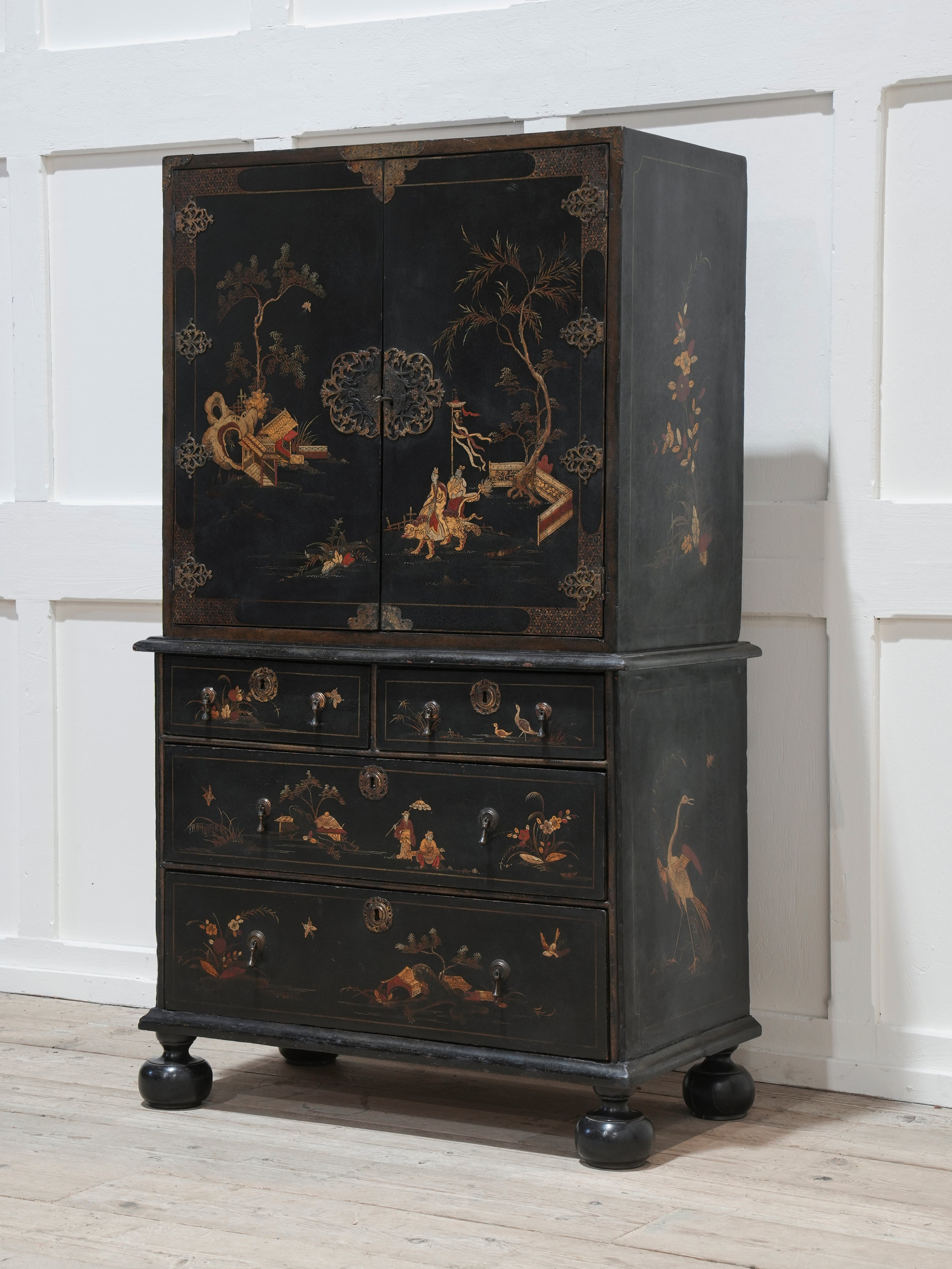 A George I Japanned Cabinet on Chest