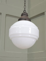 A Banded Opaline Glass Pendant Light