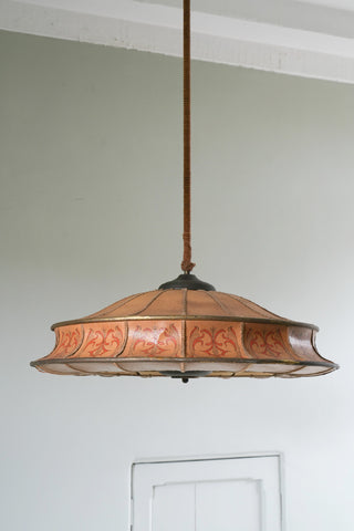 Large Impressed & Painted Leatherette Pendant Light