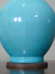 An 18th Century Japanese Blue Glazed Vase Table Lamp