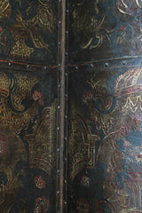 Embossed Leather Four Panel Room Screen