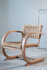 1930s Oak & Rope Bentwood Lounge Chair by Bas Van Pelt