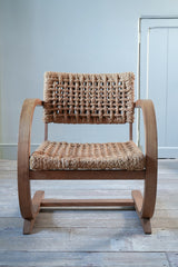 1930s Oak & Rope Bentwood Lounge Chair by Bas Van Pelt