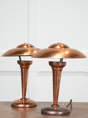 Pair of Bronzed Modernist Table Lamps