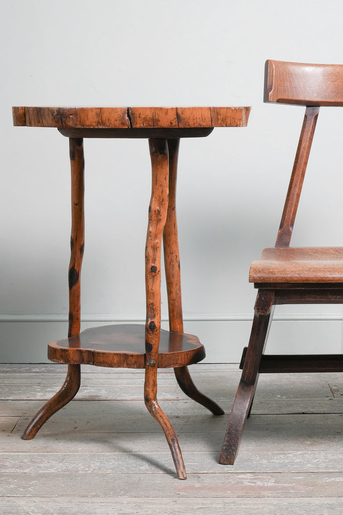 A Rustic Acacia Wood Side Table