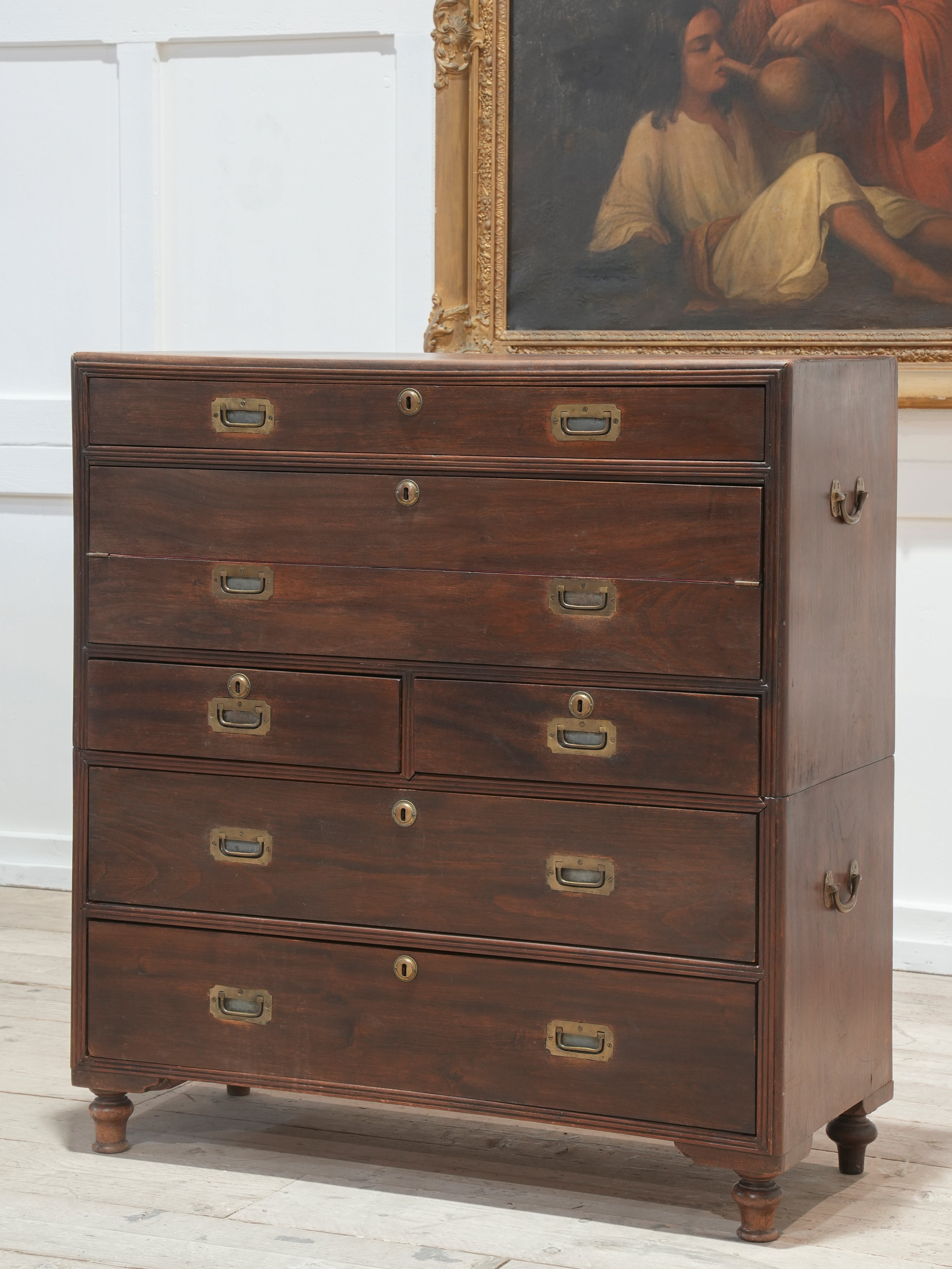 A Mid 19th Century Campaign Secretaire Chest