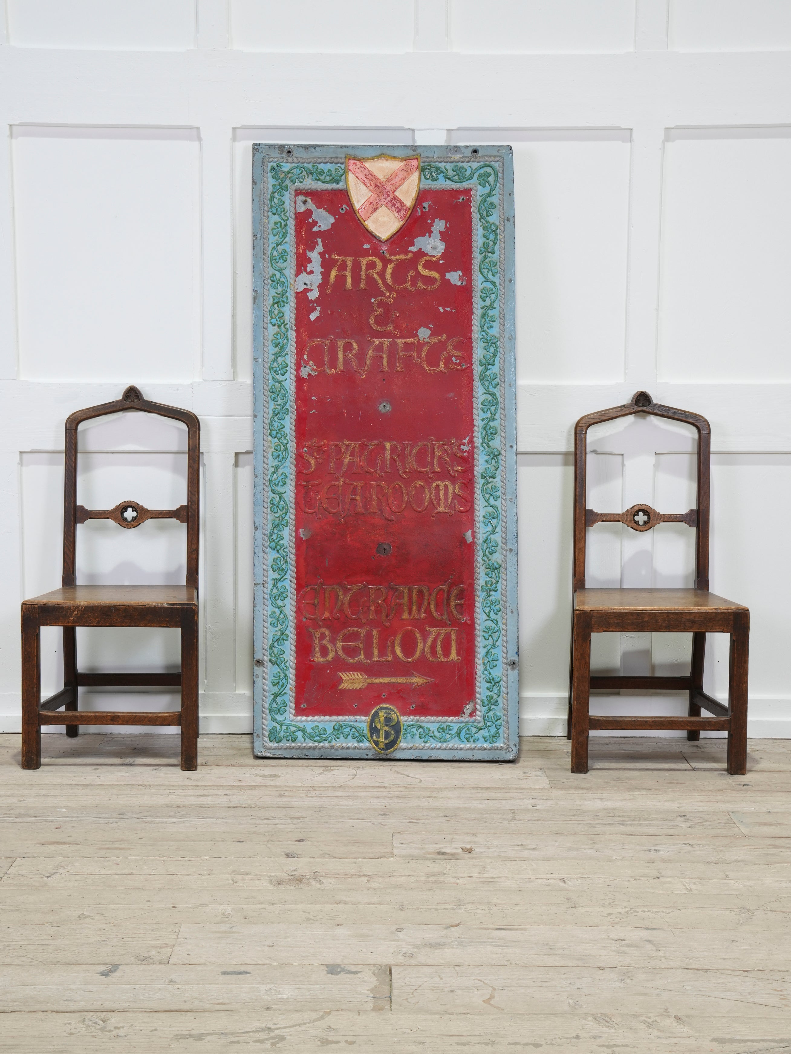 A Cast Lead Arts and Crafts Tearoom Sign