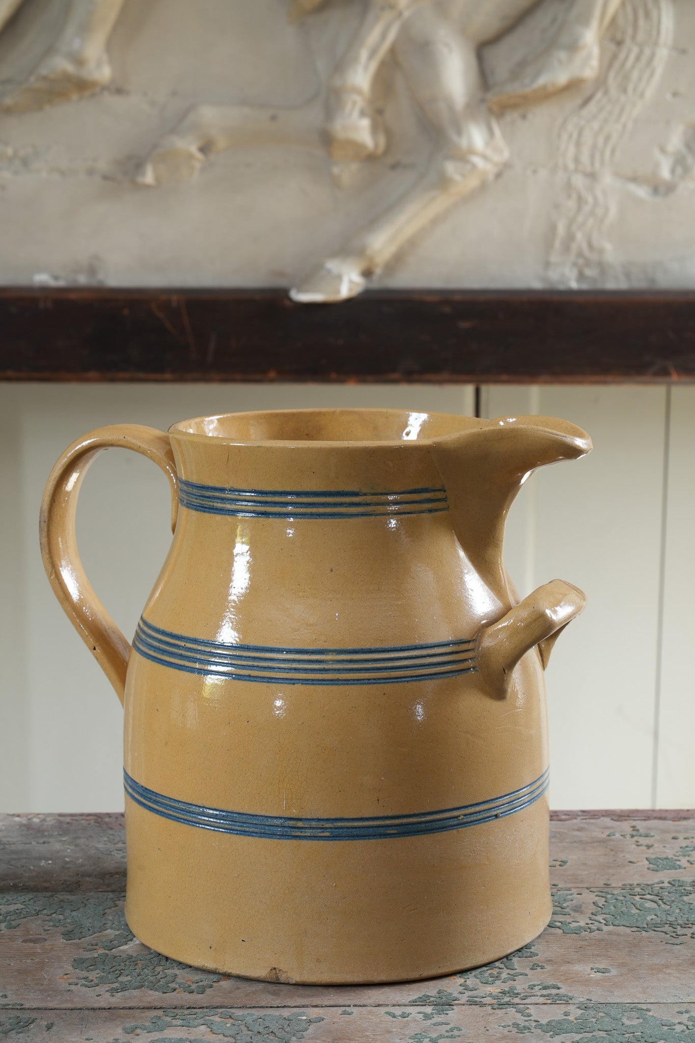 A Large 19th Century Mochaware Jug or Pitcher