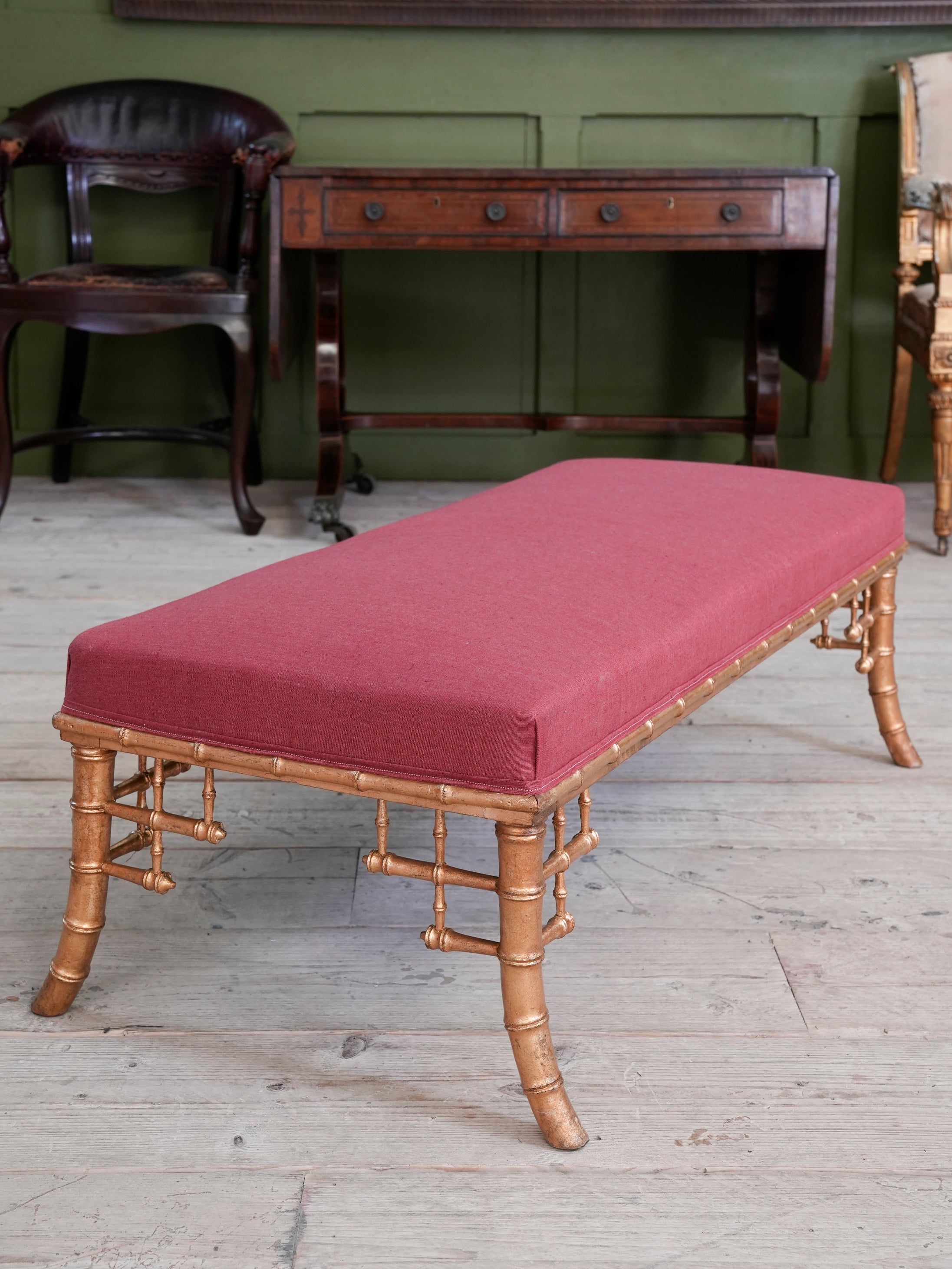 A 19th Century Faux Bamboo Gilt Stool