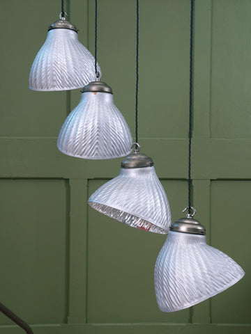 1930s Silvered Glass Parabolic Pendant Light