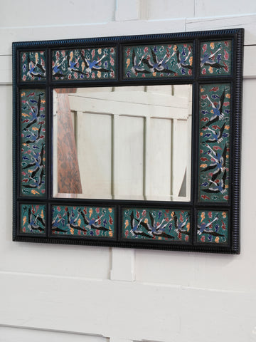 A 19th Century Ebonised & Chinese Cloisonné Panel Border Mirror