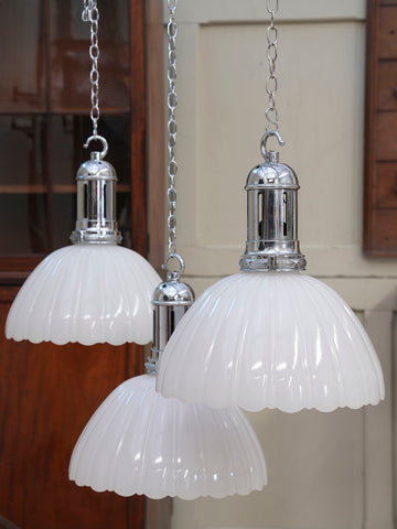 Moonstone Glass & Nickel Plated Pendant Lights