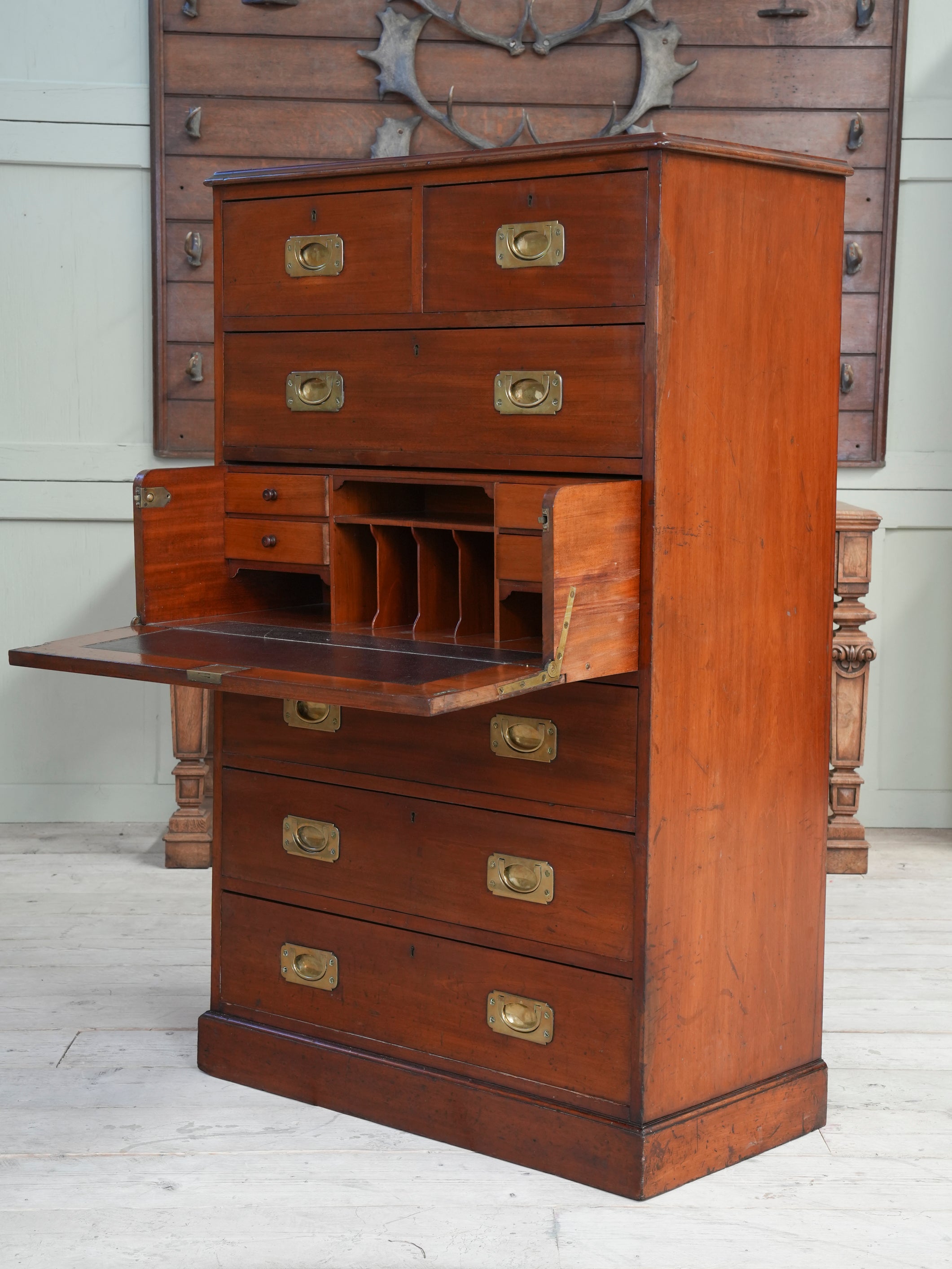 A 19th Century Mahogany Secretaire on Chest