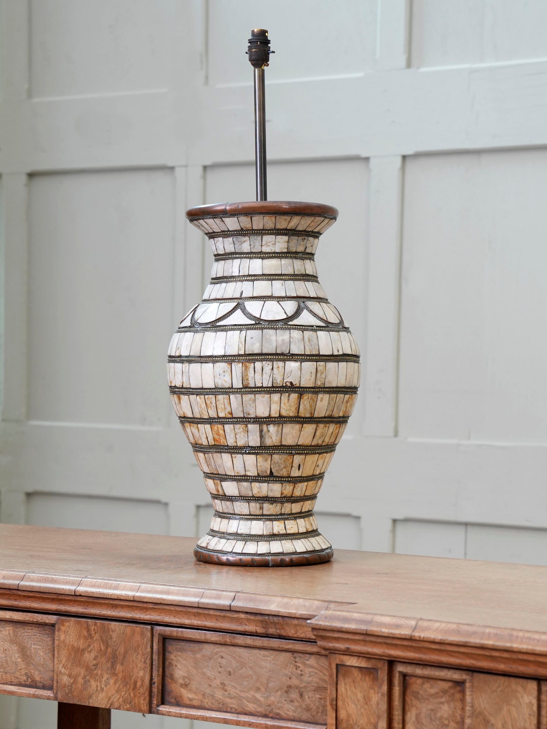 A 19th Century Bone & Copper Vase Table Lamp