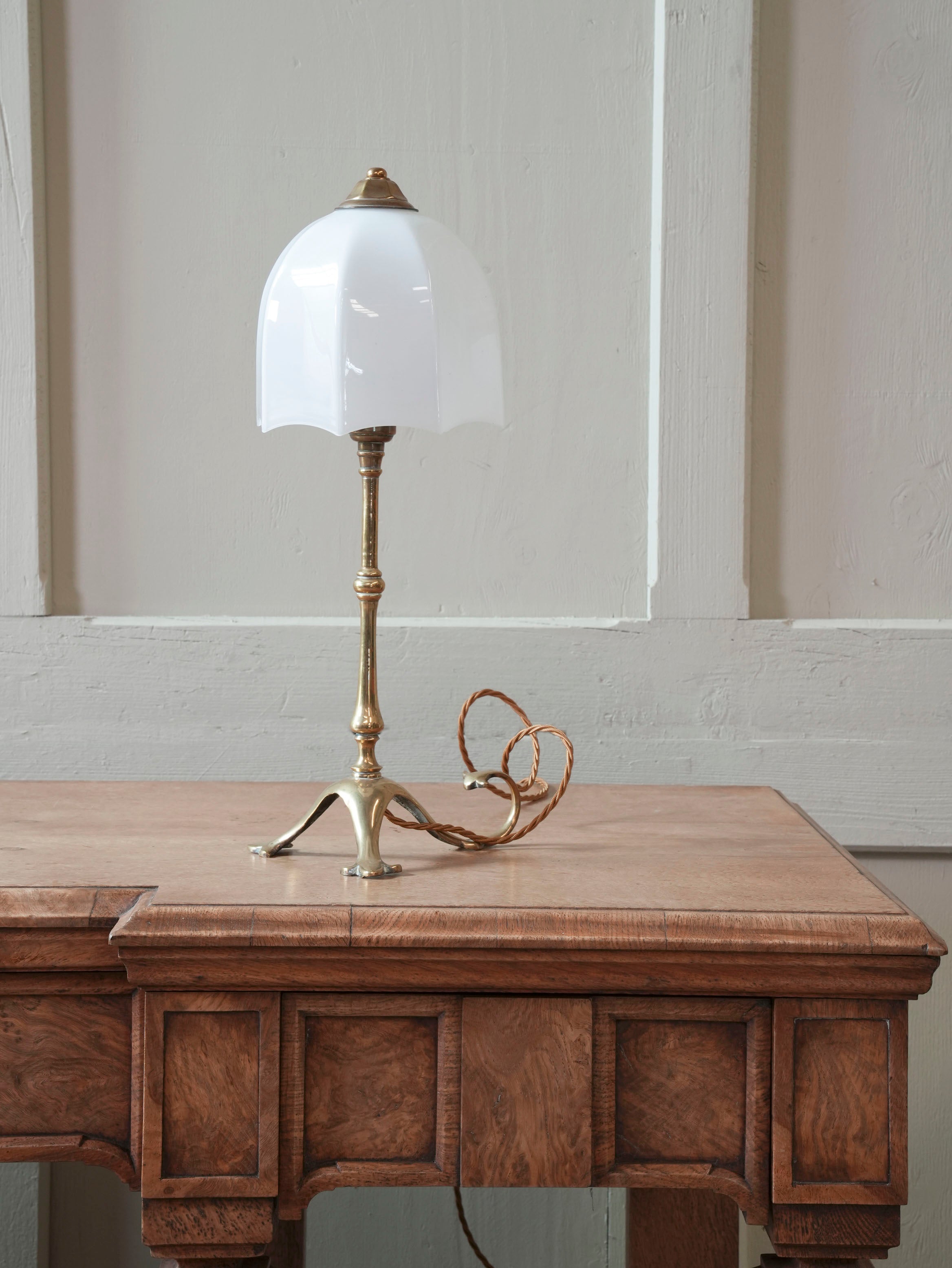 Opaline & Brass Table Lamp