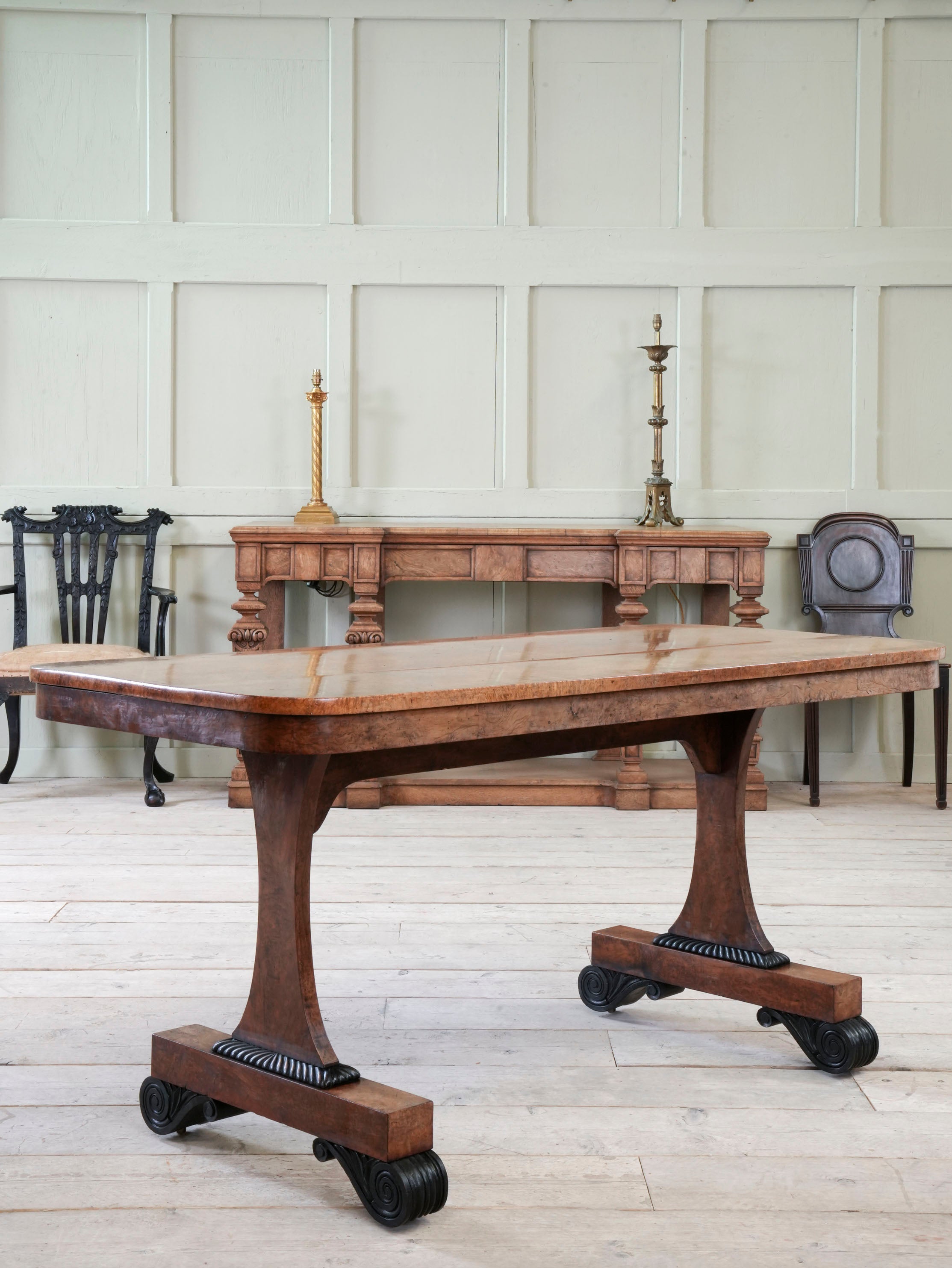 An Early 19th Century Amboyna & Burr Yew Library Table