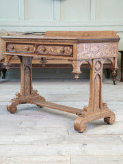 A 19th Century Figured Ash & Yew Gothic Writing Table