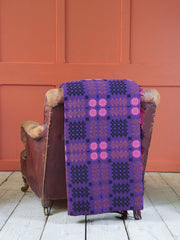 A Purple Liquorice & Pink Welsh Tapestry Blanket