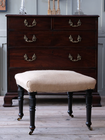 Ebonised Upholstered Foot Stool