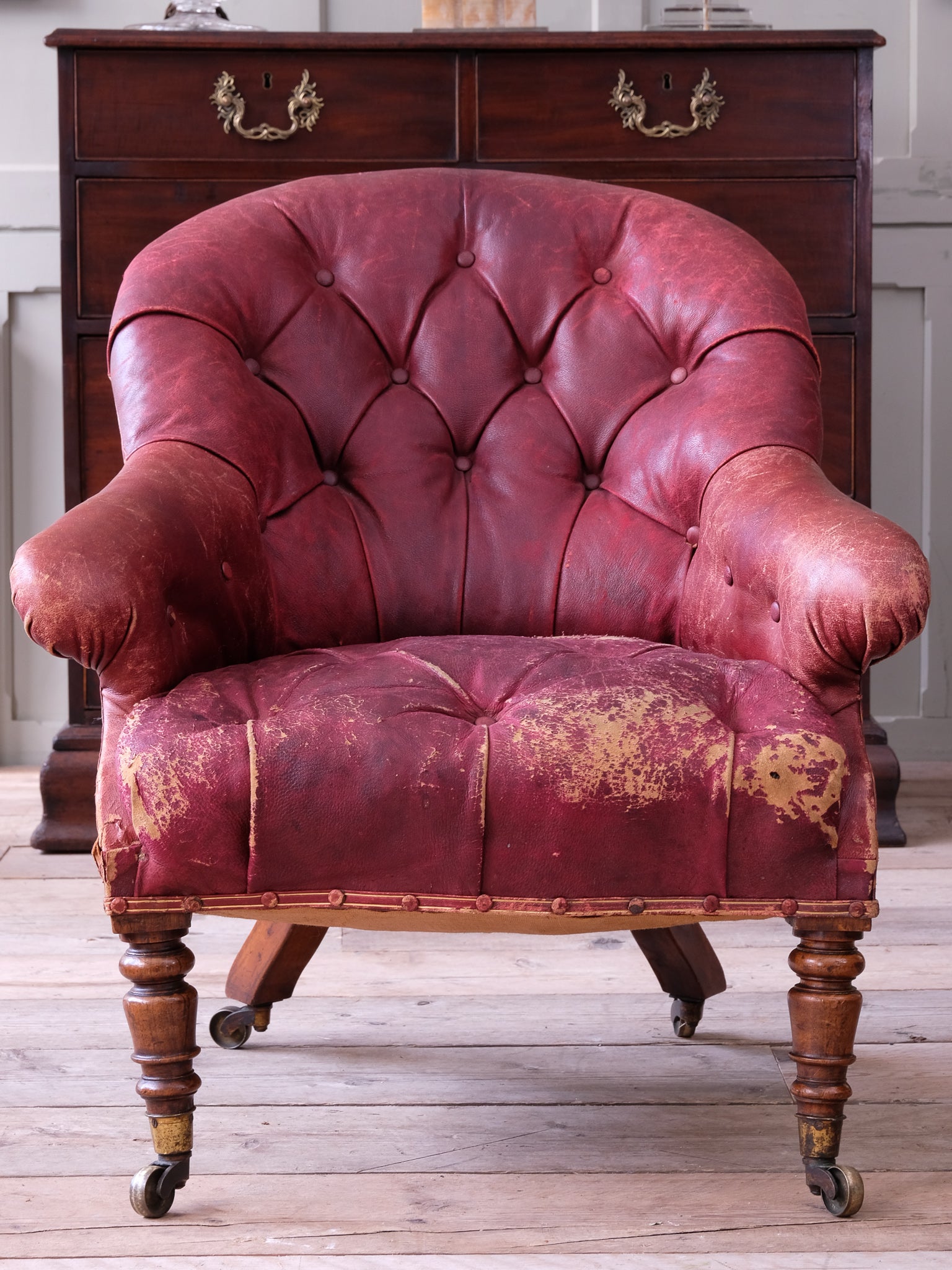 A William IV Moroccan Leather Armchair