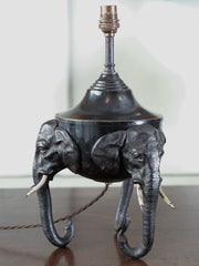 Cold Painted Bronze Elephant Head Table Lamps
