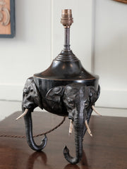 Cold Painted Bronze Elephant Head Table Lamps