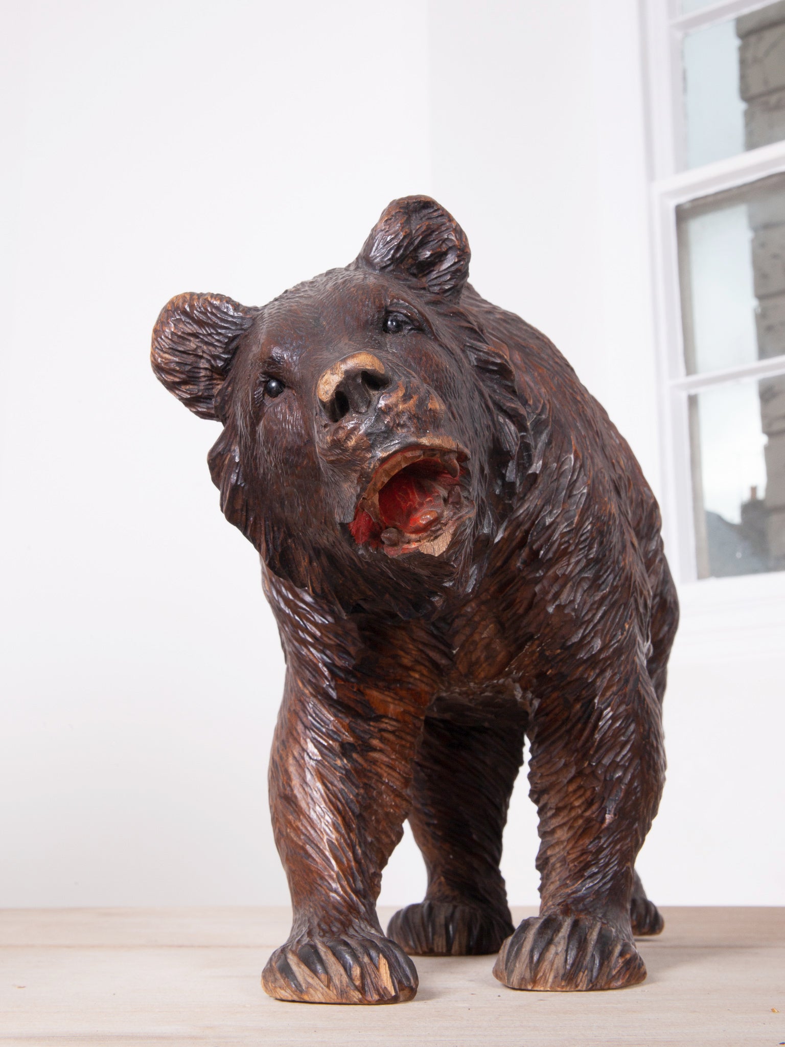 Black forest store carved wooden bear