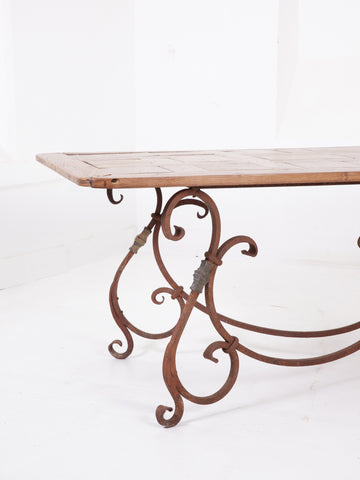 Wrought Iron & Oak Dining Table