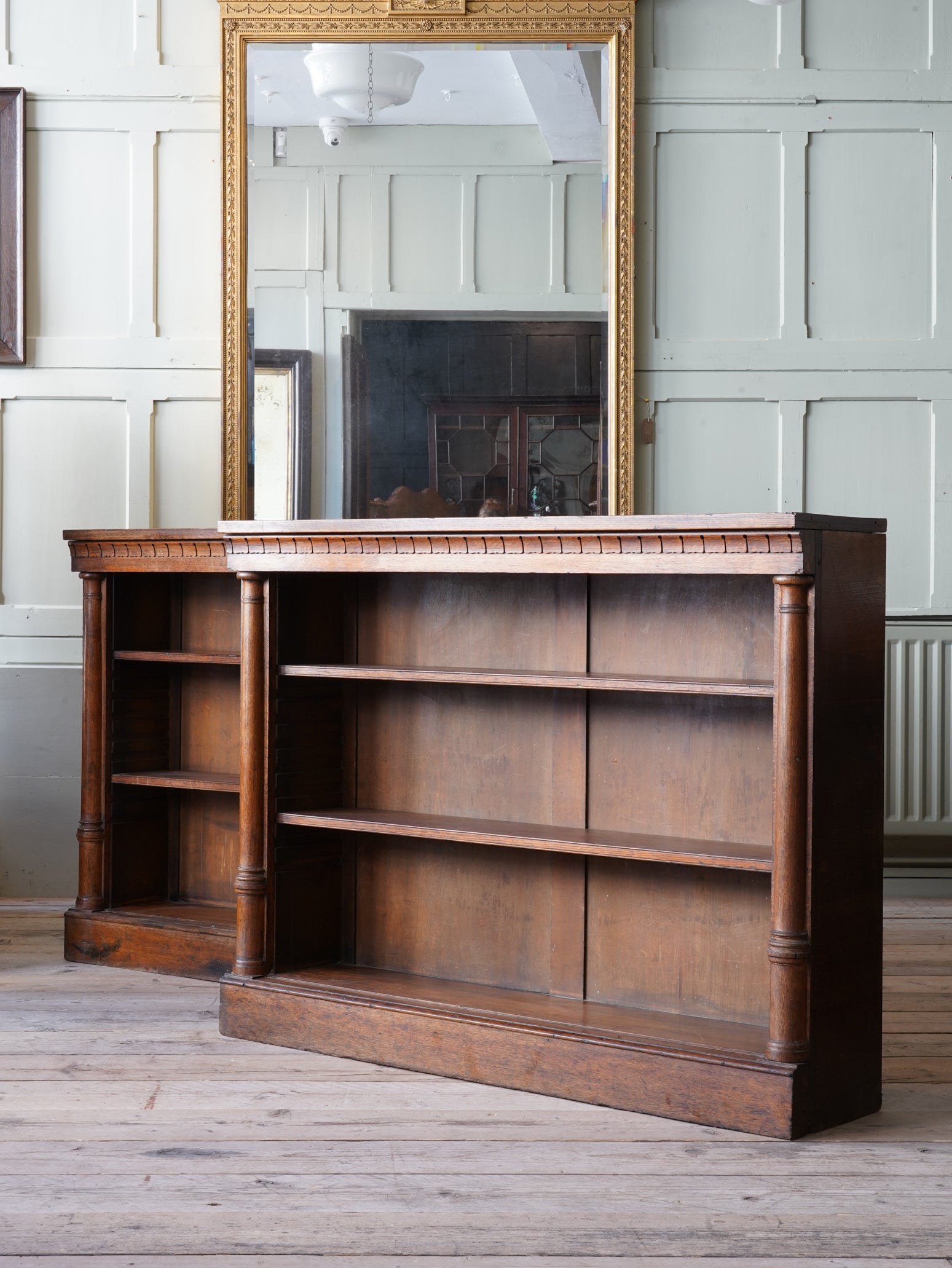 A Pair of 19th Century Oak Open Bookcases