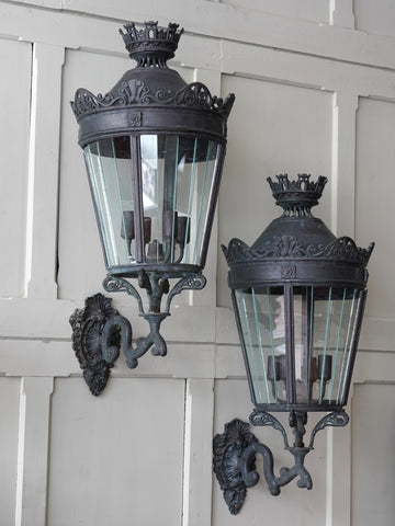 20th Century Wall Mounted Bronze Lanterns