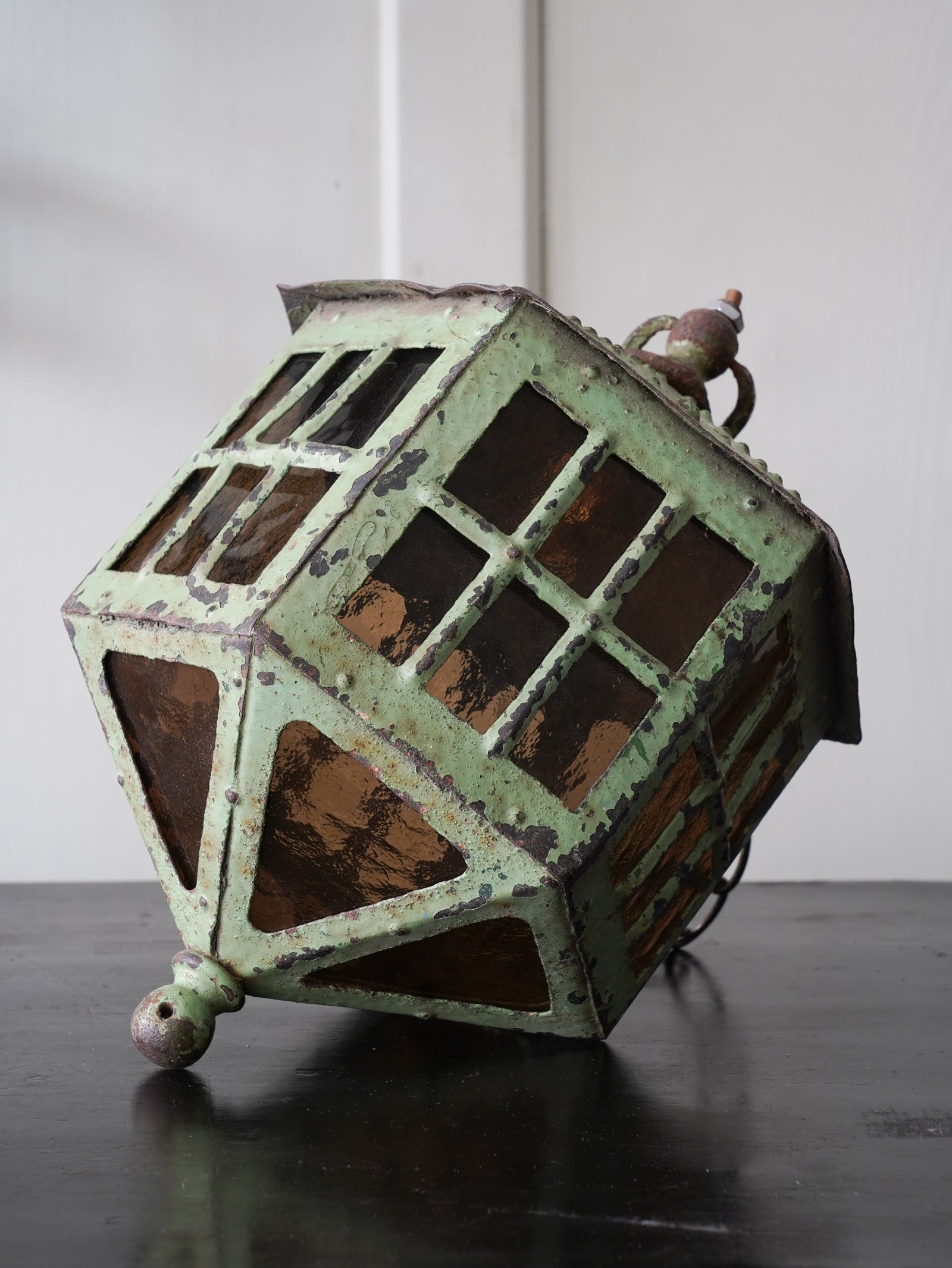 A Painted Steel Hexagonal Lantern