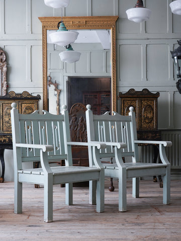 A Pair Of 20th Century Teak Garden Arm Chairs