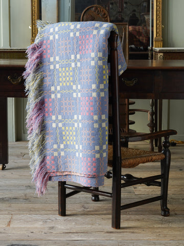 Blue, Pink Welsh Tapestry Blanket