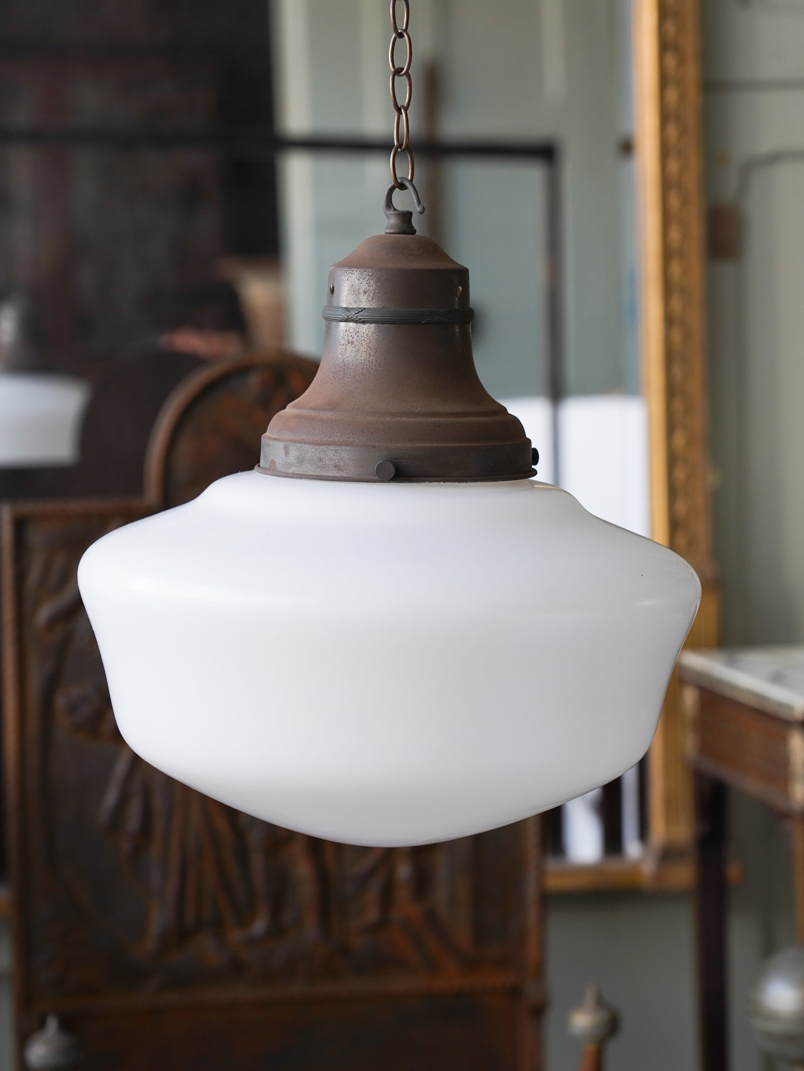 A Matt Opaline Glass Pendant light