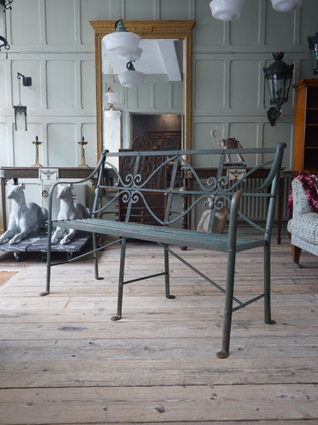 A Regency Reeded Wrought Iron Bench