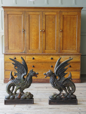 A Pair of 19th Century Cast Iron Wyvern