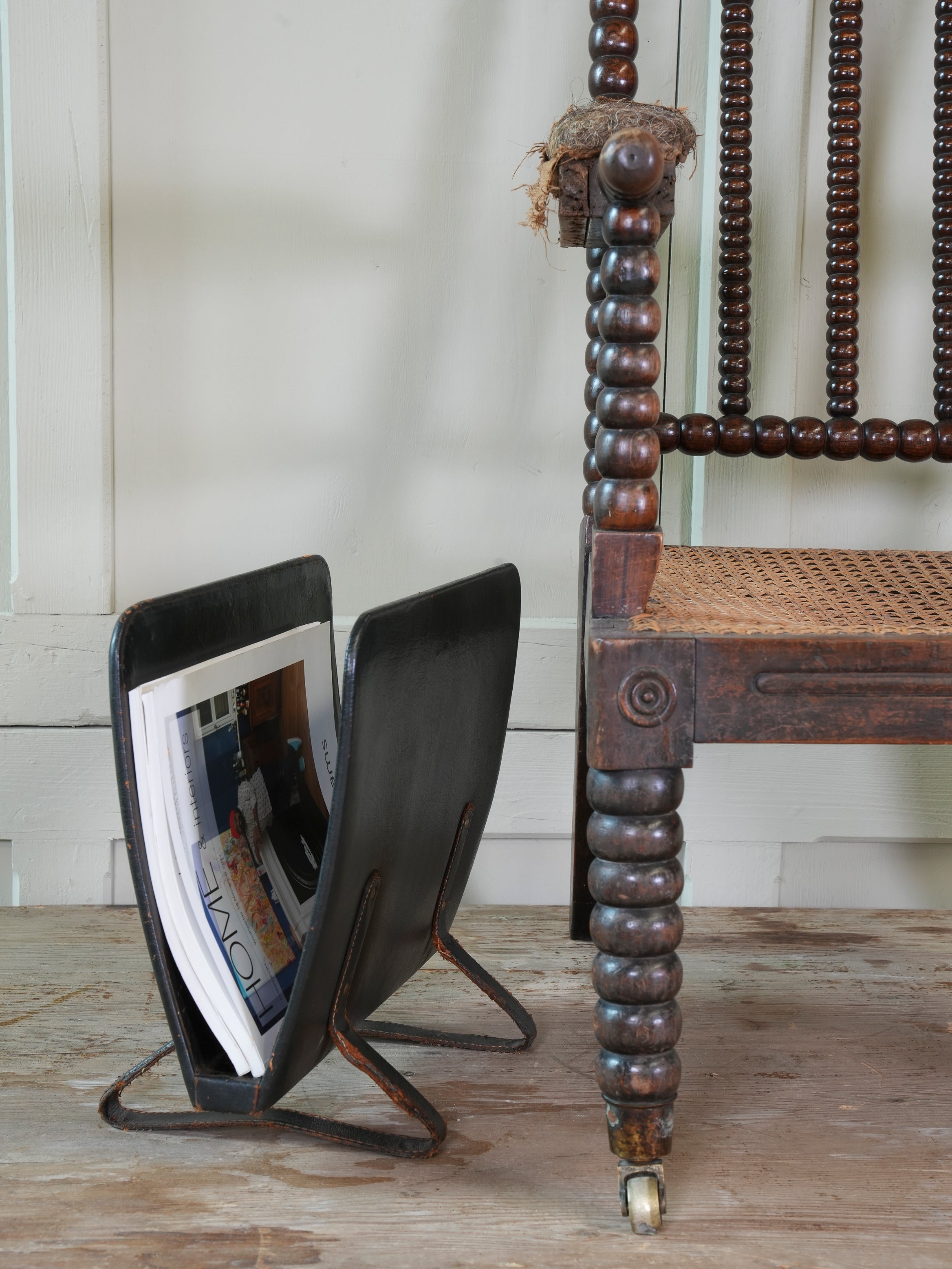 Leather Bound Magazine Rack