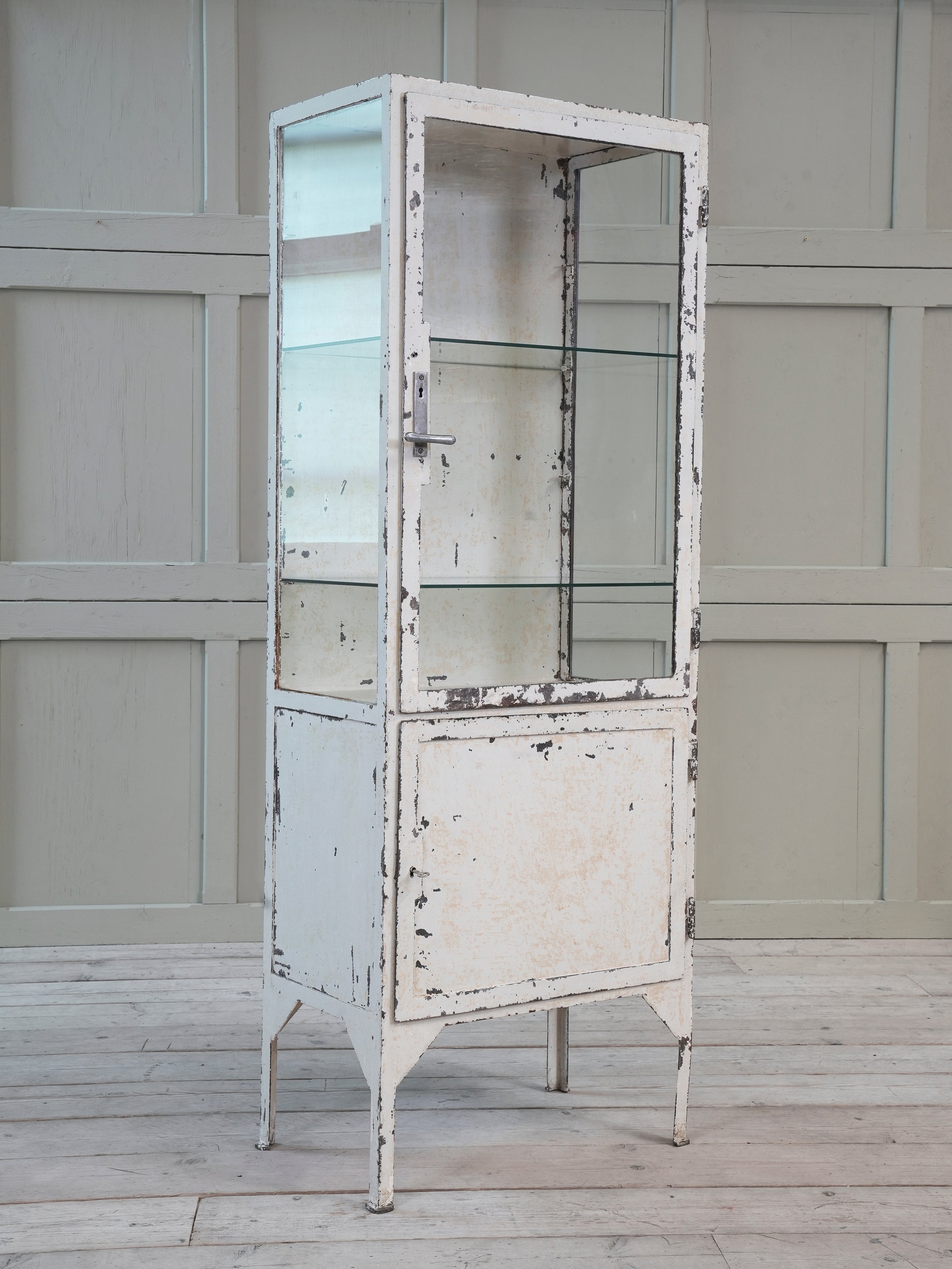 An Eastern Block Painted Steel Medical Cabinet