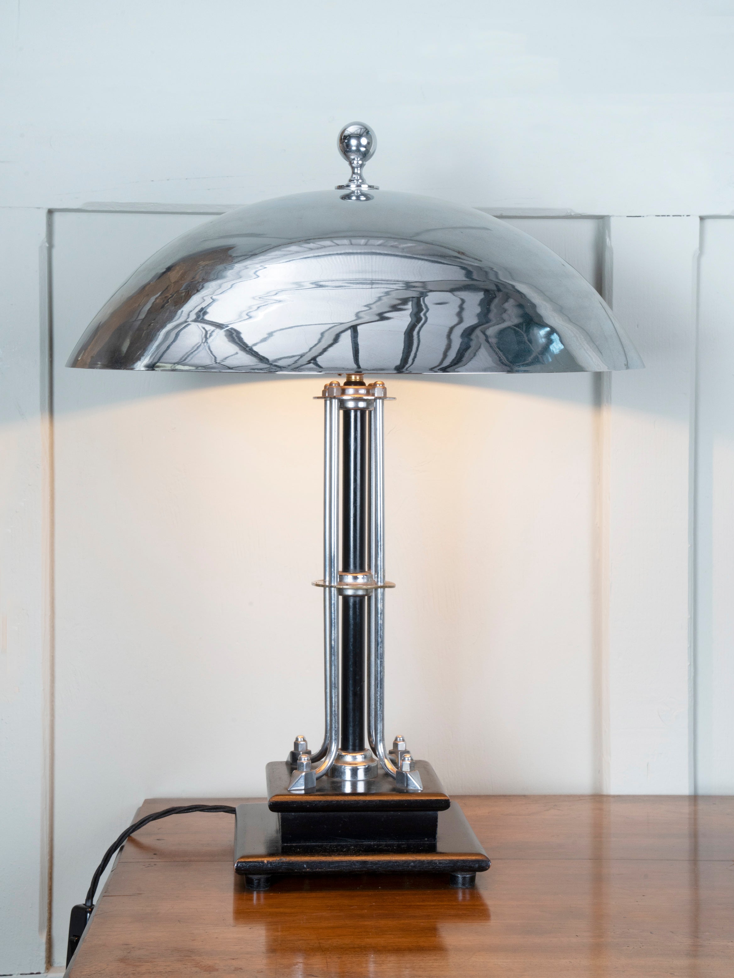 An Ebonised Beech & Nickel Plated Table Lamp