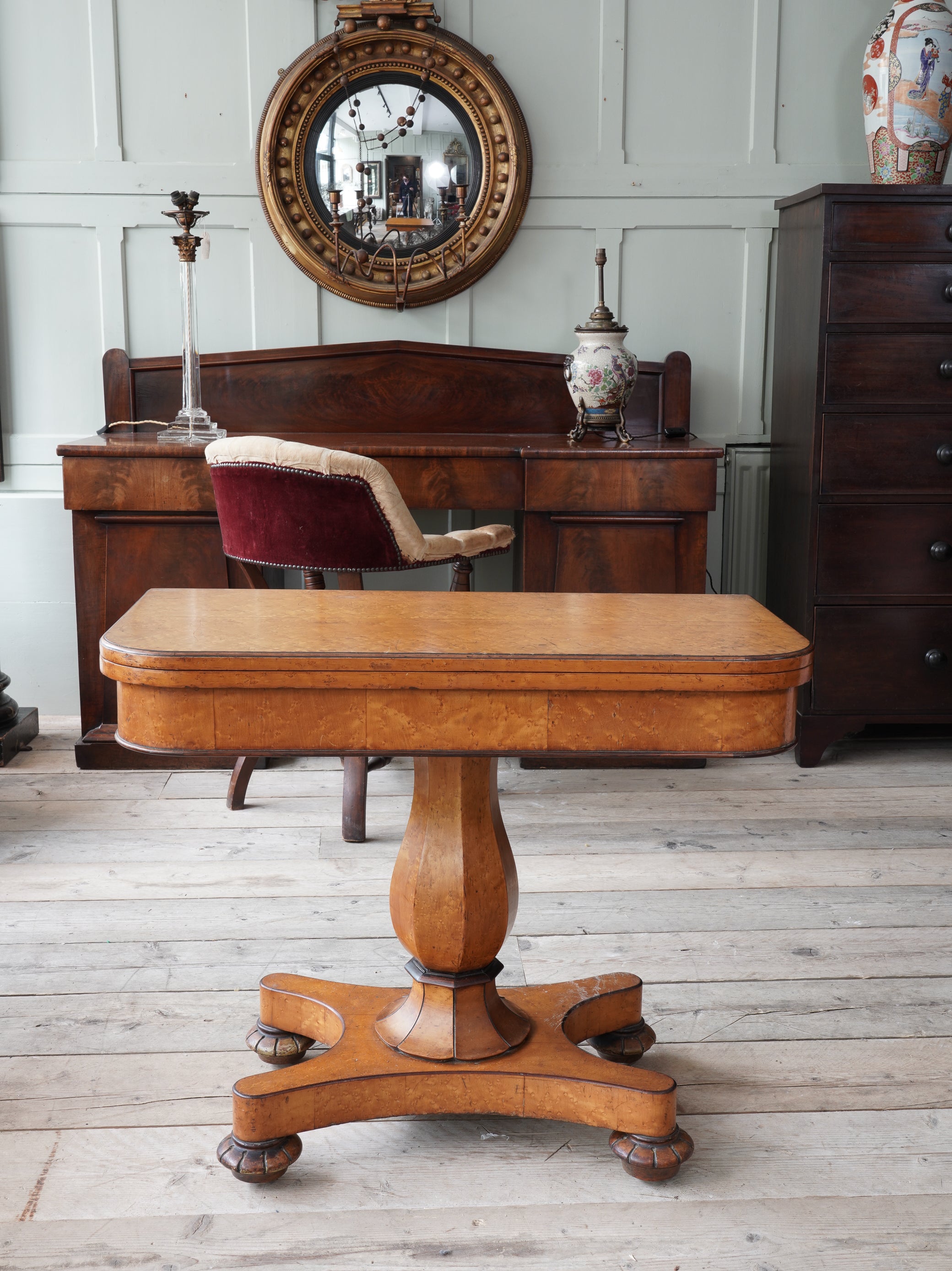 A Birds Eye Maple Card Table