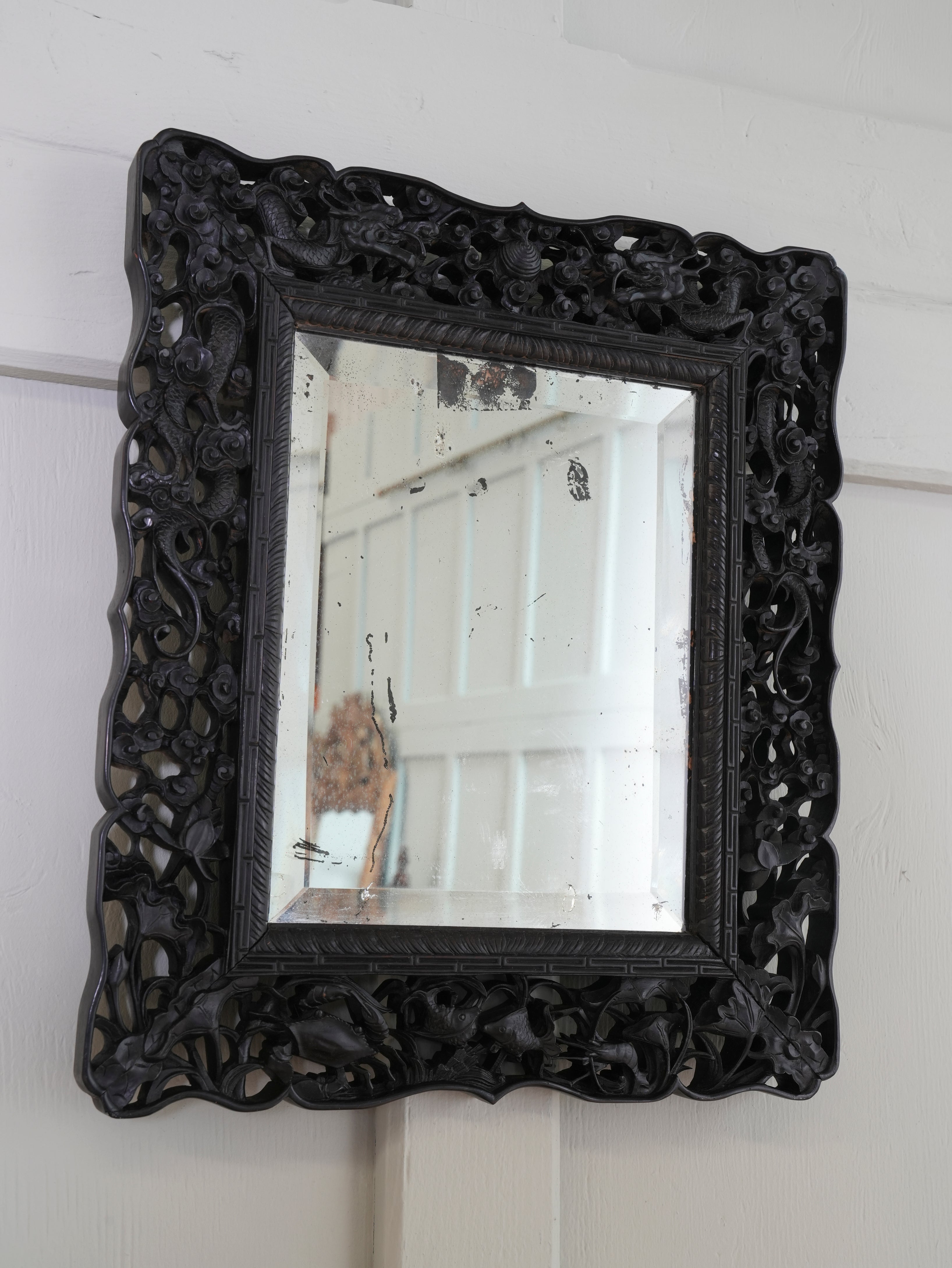 A Chinese Hongmu Wood Wall Mirror