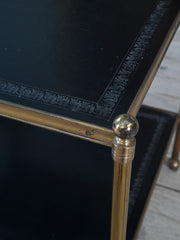 A Pair of Brass and Leather Side Tables