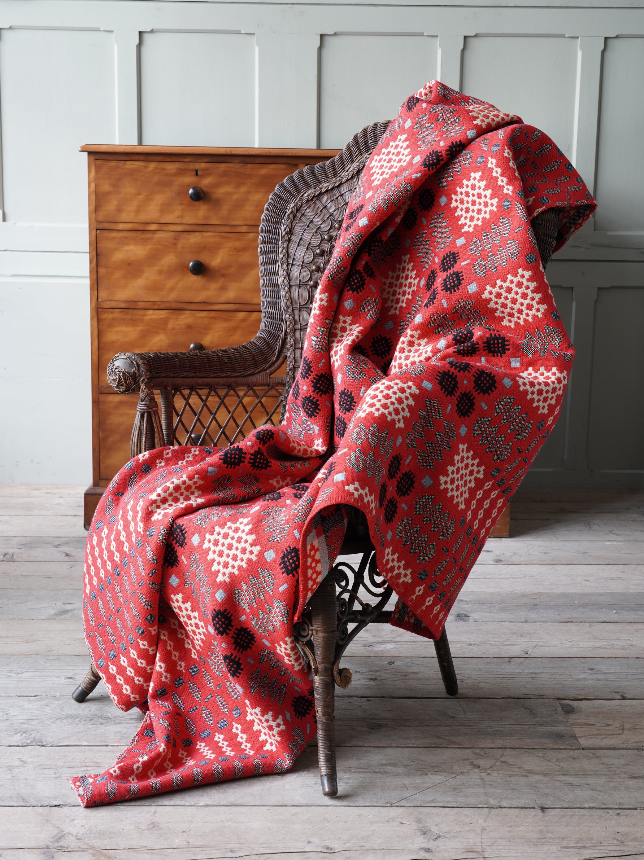 Deep Red Welsh Tapestry Blanket