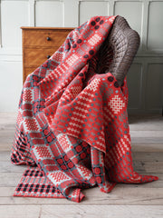 Deep Red Welsh Tapestry Blanket