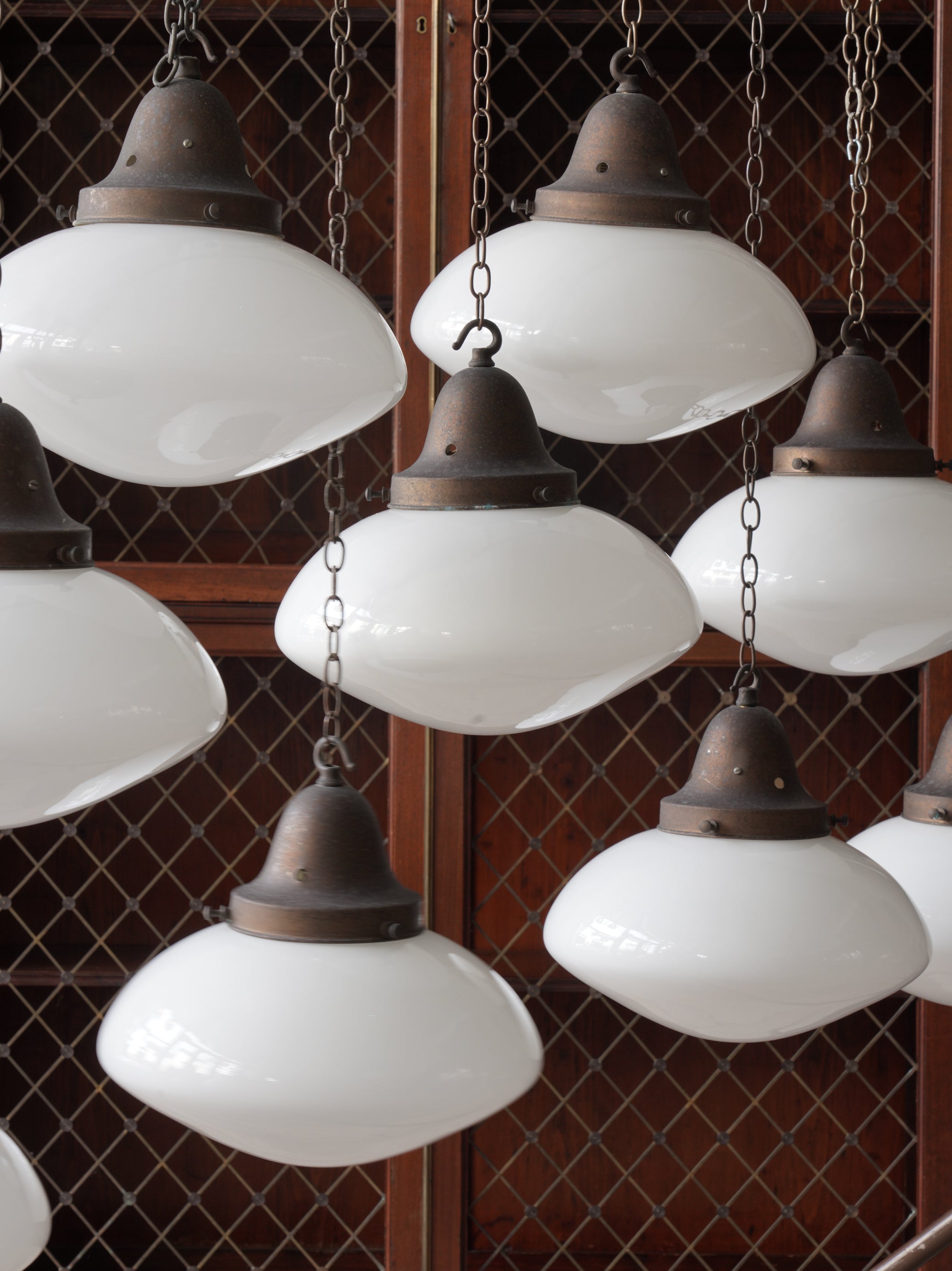 Ovaloid Opaline Glass Chapel Pendant Lights