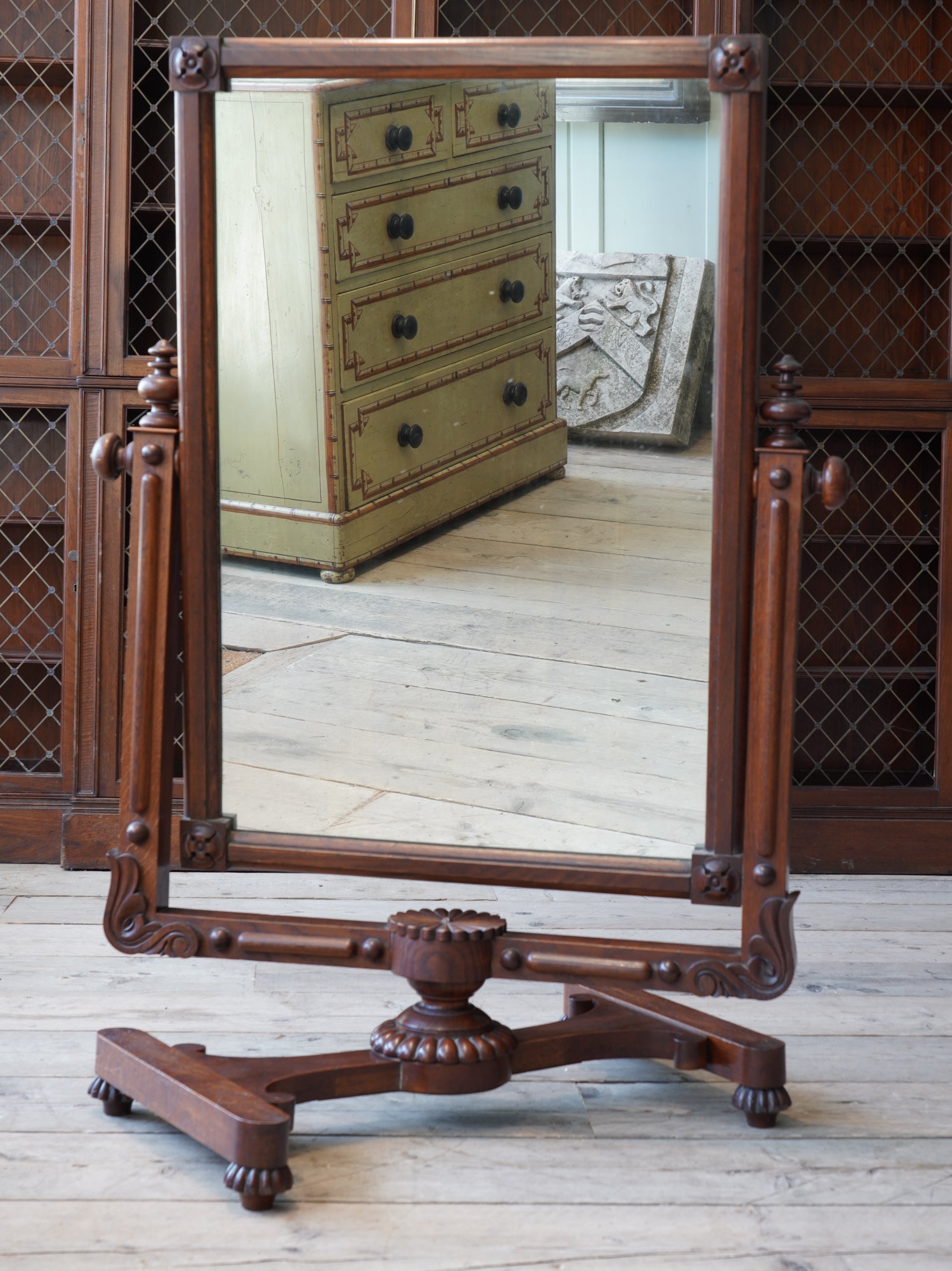 A 19th Century Oak Cheval Mirror