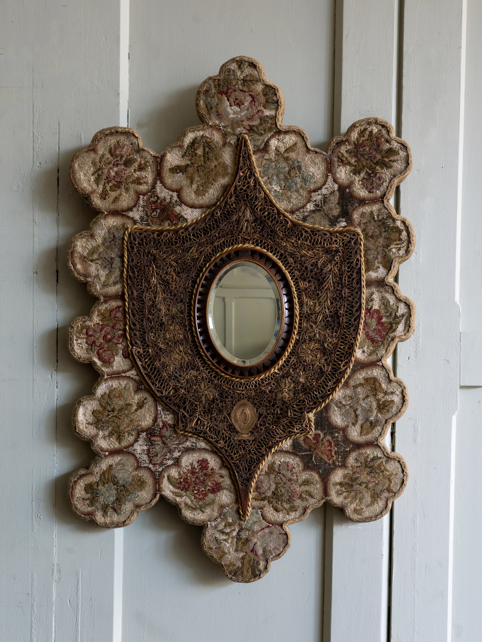 Quatrefoil Wool & Silk Wall Mirror