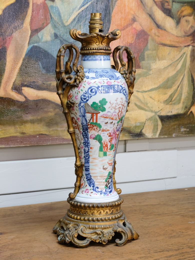 A 19th Century Ormolu Mounted Oriental Table Lamp