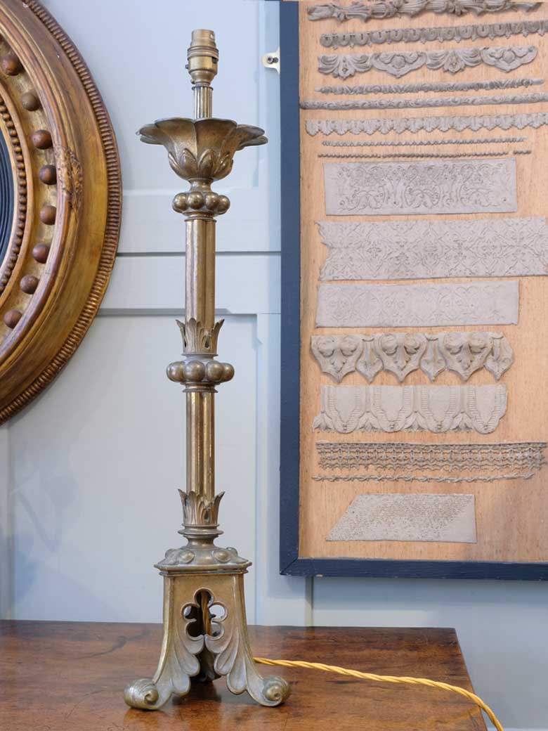 A 19th Century Brass Gothic Revival Table Lamp